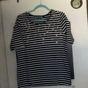 KAREN SCOTT Star Embellished Top LARGE